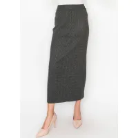 Cable Texture Knit Skirt in Heather Grey