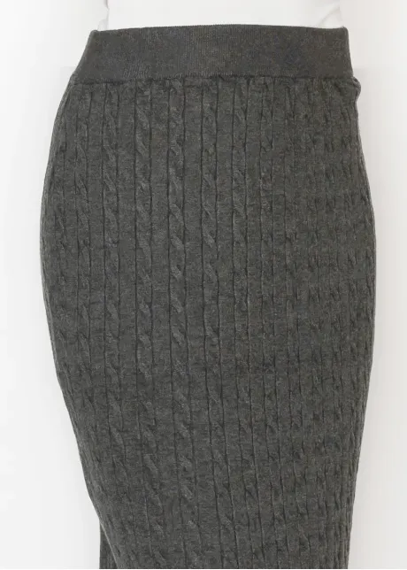 Cable Texture Knit Skirt in Heather Grey