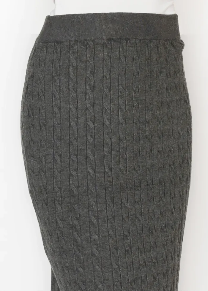 Cable Texture Knit Skirt in Heather Grey