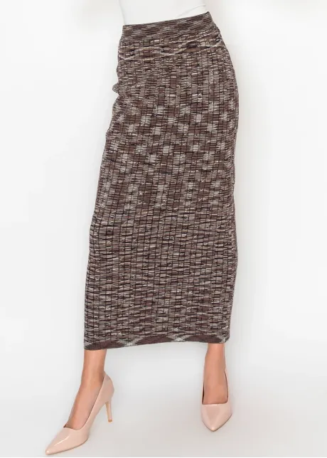 Space Dye Knit Skirt in Brown