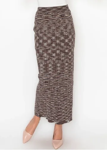 Space Dye Knit Skirt in Brown