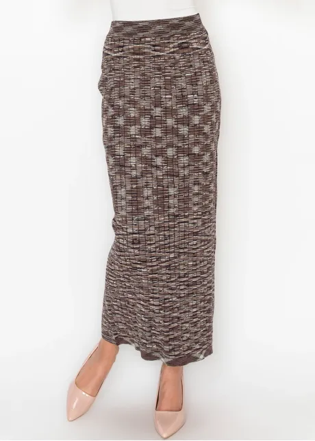 Space Dye Knit Skirt in Brown