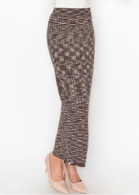 Space Dye Knit Skirt in Brown