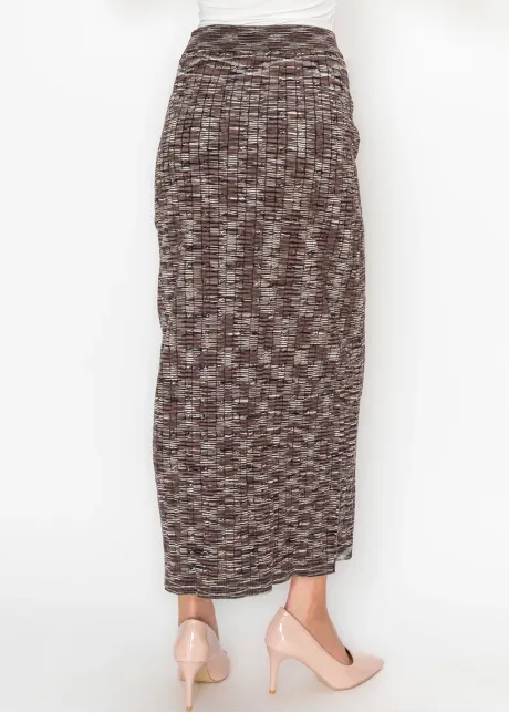 Space Dye Knit Skirt in Brown