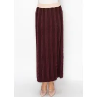 Cable Knit Maxi Skirt in Burgundy