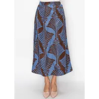 The Fern Skirt, Blue on Chocolate