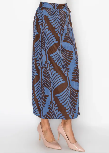 The Fern Skirt, Blue on Chocolate