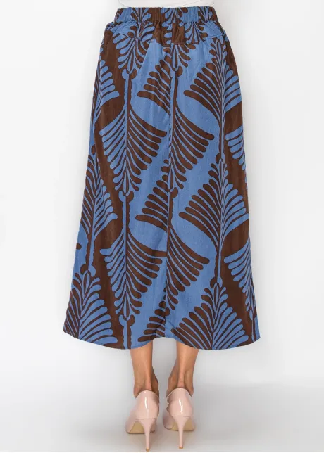 The Fern Skirt, Blue on Chocolate