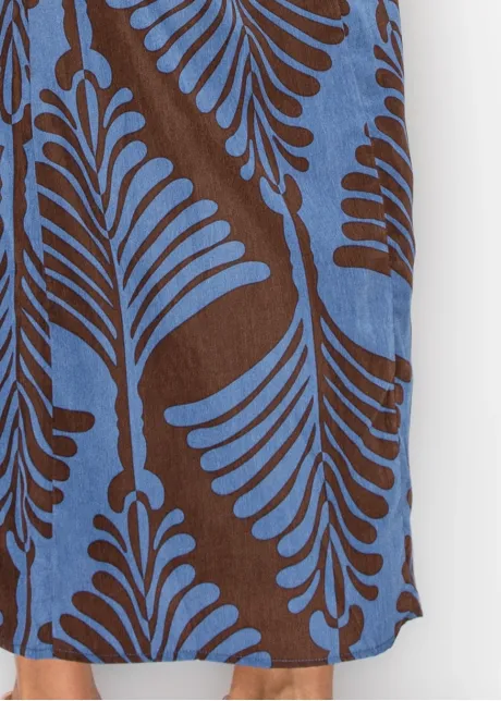 The Fern Skirt, Blue on Chocolate
