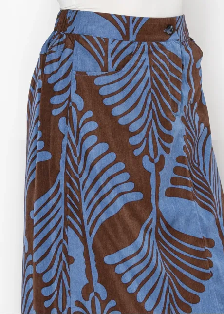 The Fern Skirt, Blue on Chocolate
