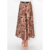 Burgundy Paisley A-Line Skirt
