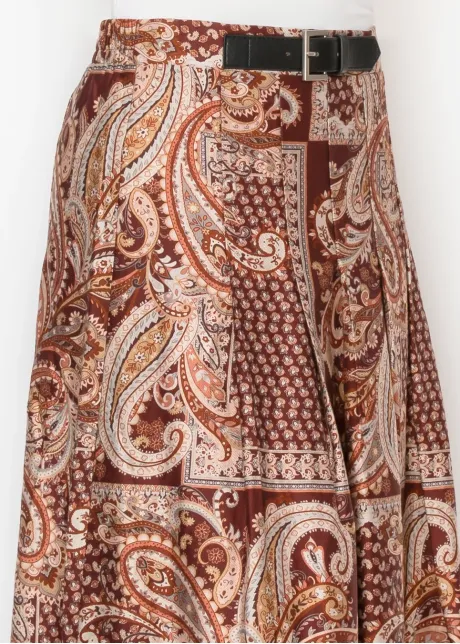 Burgundy Paisley A-Line Skirt