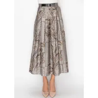Paisley Print A Line Skirt in Grey