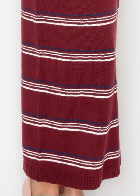 Burgundy Striped Knit Maxi Skirt