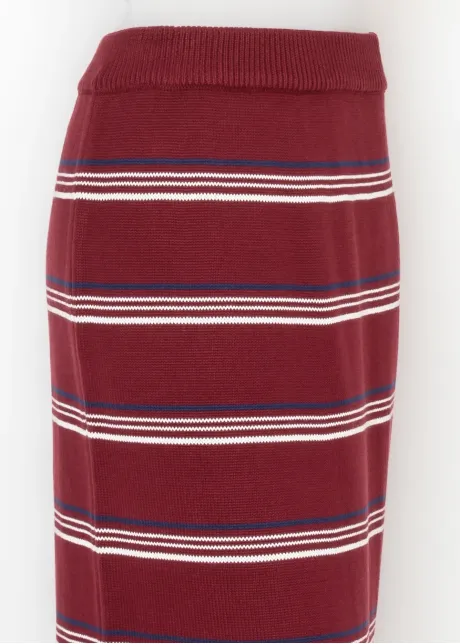 Burgundy Striped Knit Maxi Skirt