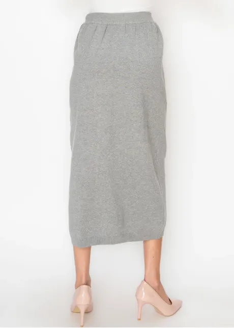 Heather Grey Skirt with Denim Detail