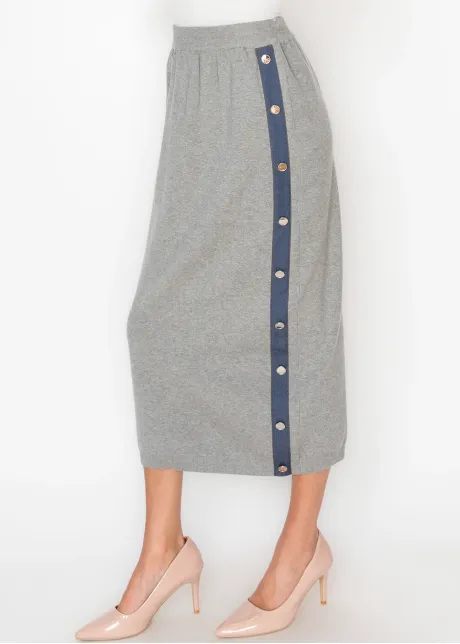 Heather Grey Skirt with Denim Detail