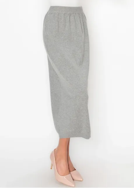 Heather Grey Skirt with Denim Detail