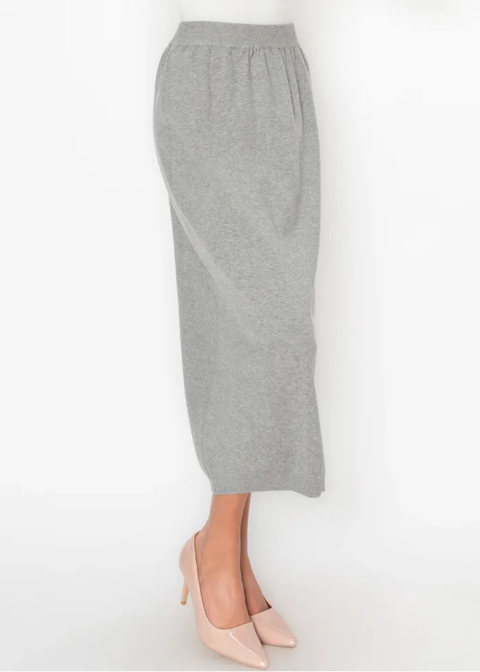 Heather Grey Skirt with Denim Detail