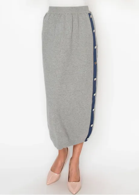 Heather Grey Skirt with Denim Detail