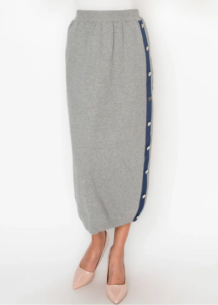 Heather Grey Skirt with Denim Detail