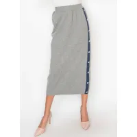 Heather Grey Skirt with Denim Detail