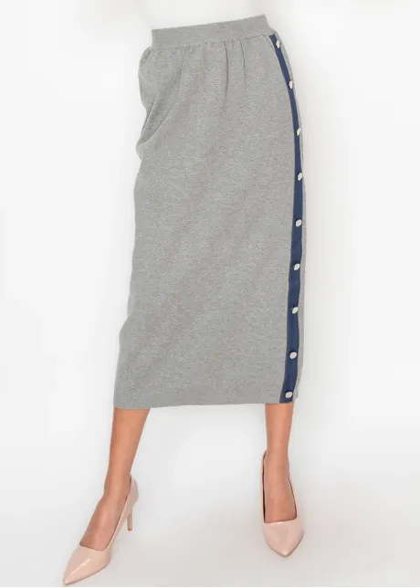 Heather Grey Skirt with Denim Detail