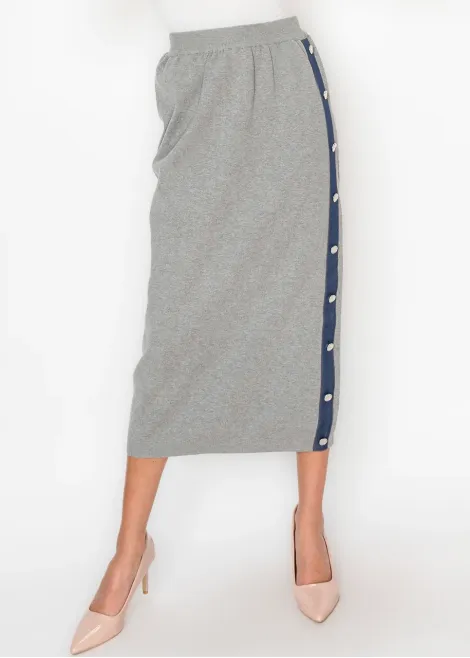 Heather Grey Skirt with Denim Detail