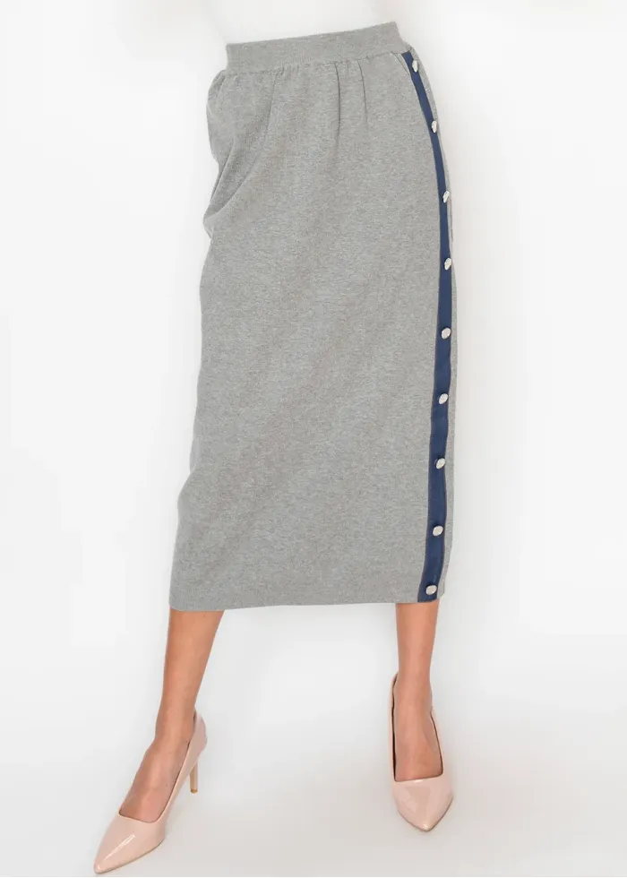 Heather Grey Skirt with Denim Detail
