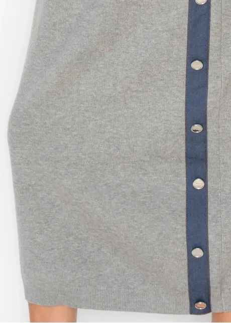 Heather Grey Skirt with Denim Detail