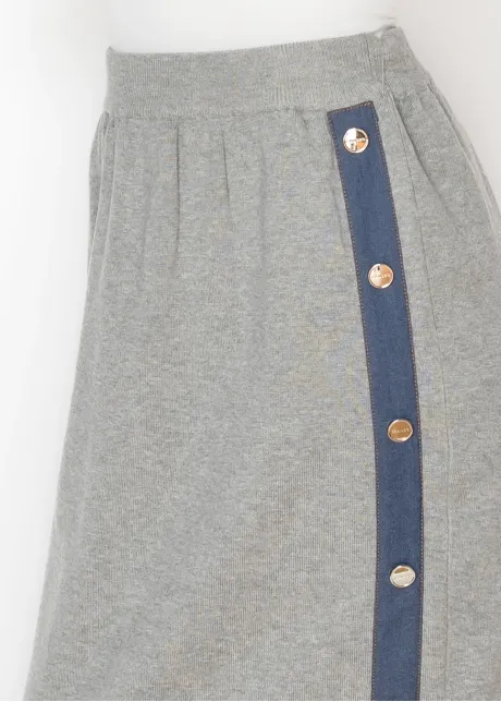Heather Grey Skirt with Denim Detail