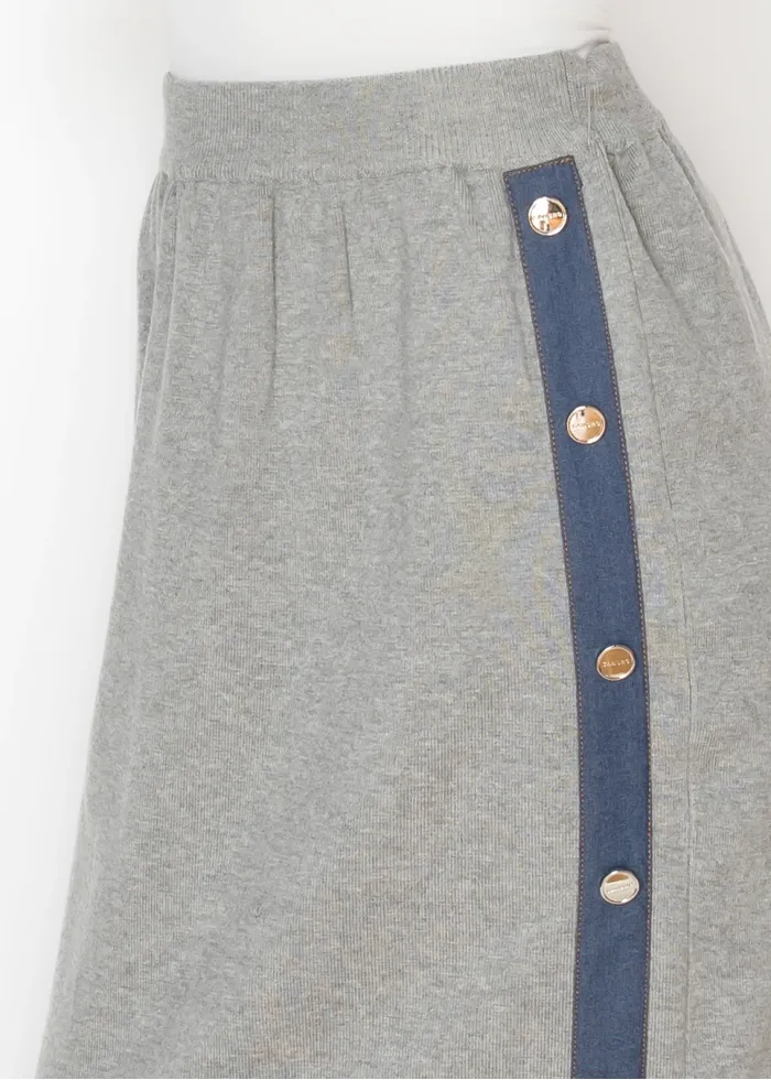 Heather Grey Skirt with Denim Detail
