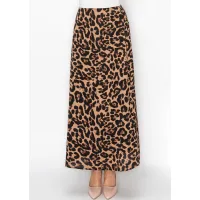 Leopard Print Maxi Skirt in Brown