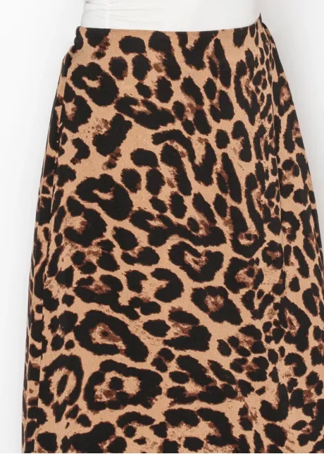 Leopard Print Maxi Skirt in Brown