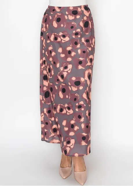 Burgundy Watercolor Floral Skirt
