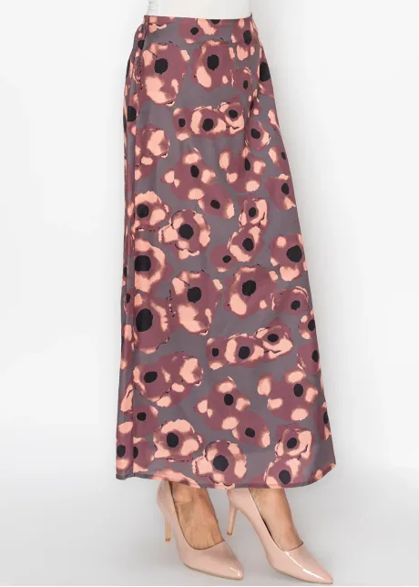 Burgundy Watercolor Floral Skirt