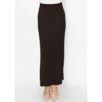 Chocolate Brown Cable Knit Long Skirt