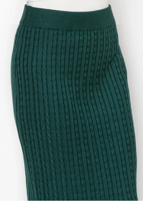 Forest Green Cable Knit Pencil Skirt
