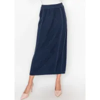 Textured Cable Knit Skirt in Deep Navy