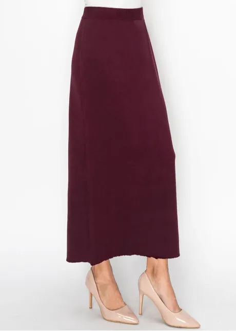 Soft Knit A Line Skirt in Burgundy