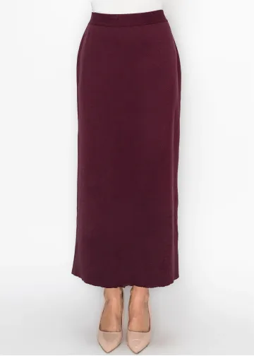Soft Knit A Line Skirt in Burgundy