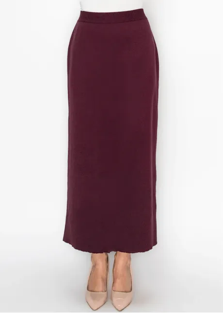 Soft Knit A Line Skirt in Burgundy