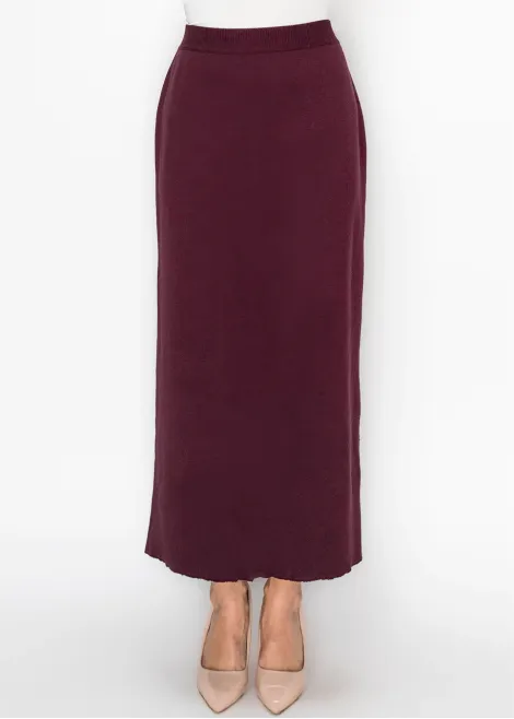 Soft Knit A Line Skirt in Burgundy