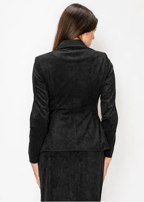 Four Pocket Suede Jacket in Black