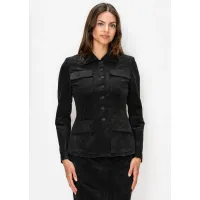 Four Pocket Suede Jacket in Black