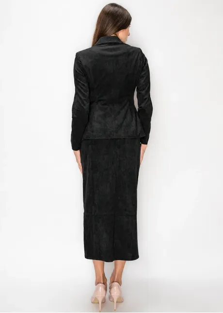 Four Pocket Suede Jacket in Black