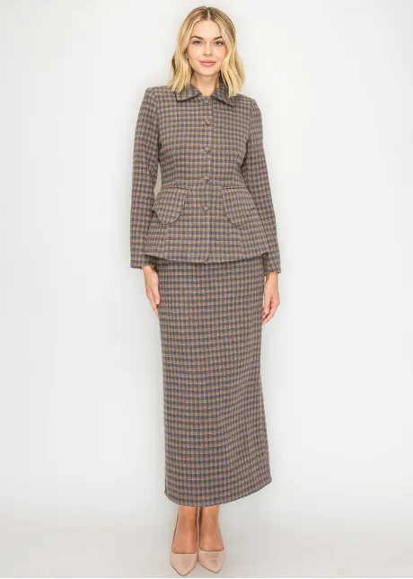 Long Sleeve Plaid Jacket with Flap Pockets