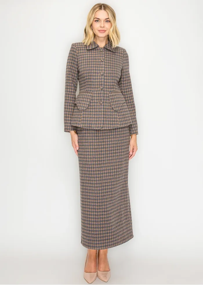 Long Sleeve Plaid Jacket with Flap Pockets