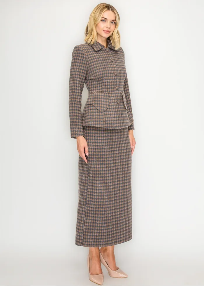 Long Sleeve Plaid Jacket with Flap Pockets