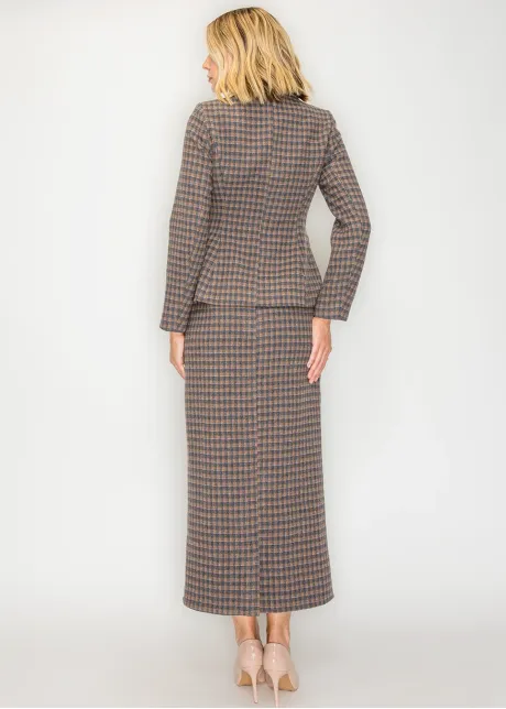 Long Sleeve Plaid Jacket with Flap Pockets